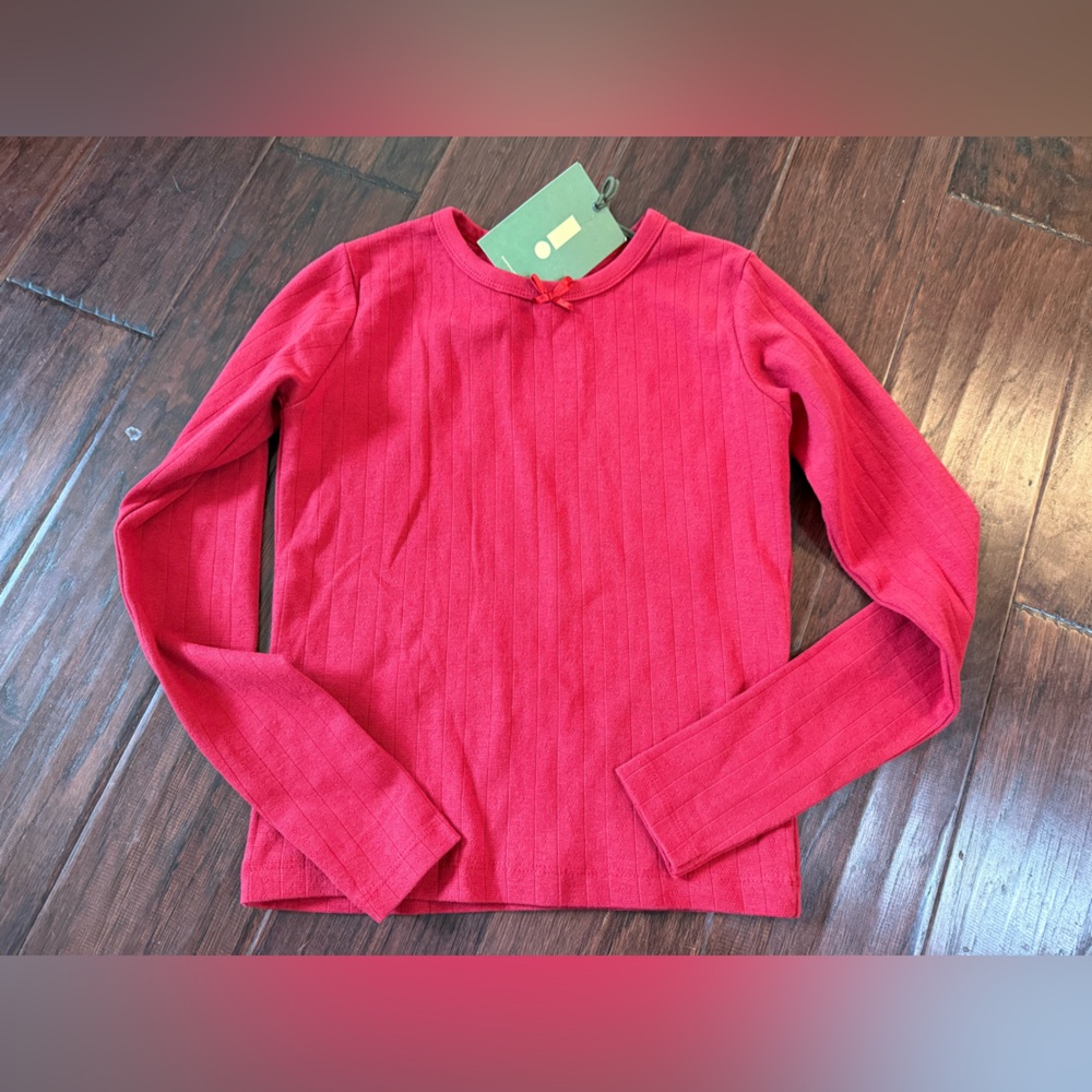 Daily Drills Red pointelle henley top